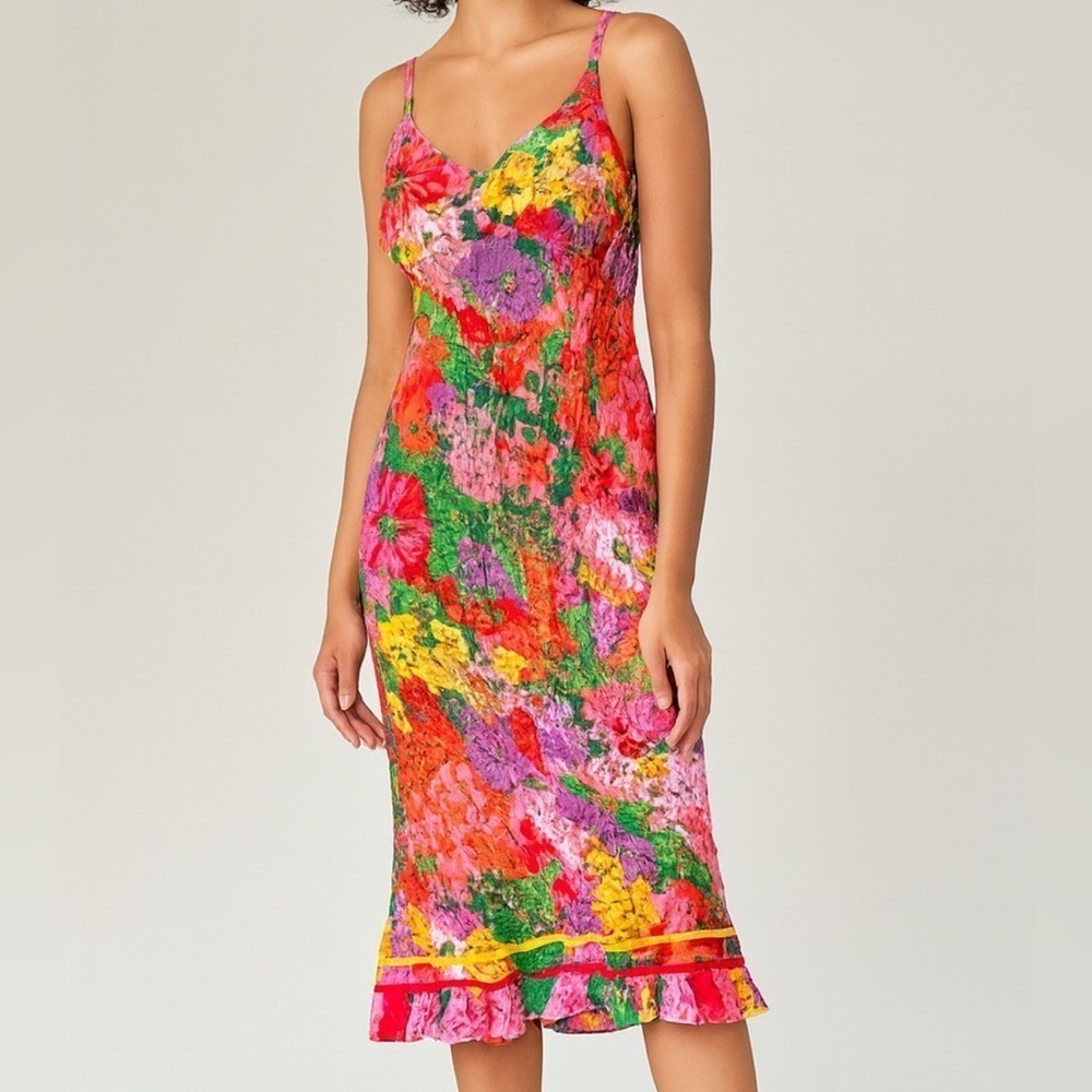 Jams World Sleeveless Midi Dress Multicolor Floral Print Hawaii Medium
